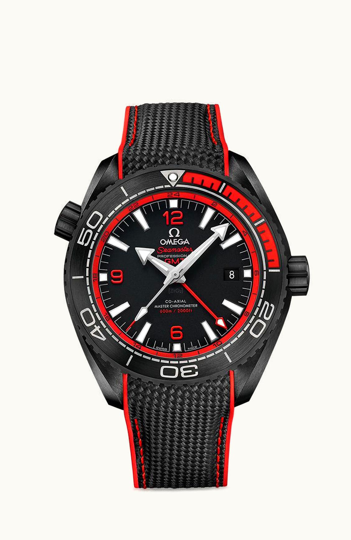 Omega Seamaster Planet Ocean 600M Co-Axial 45.5 Master Chronometer GMT Deep Black Red