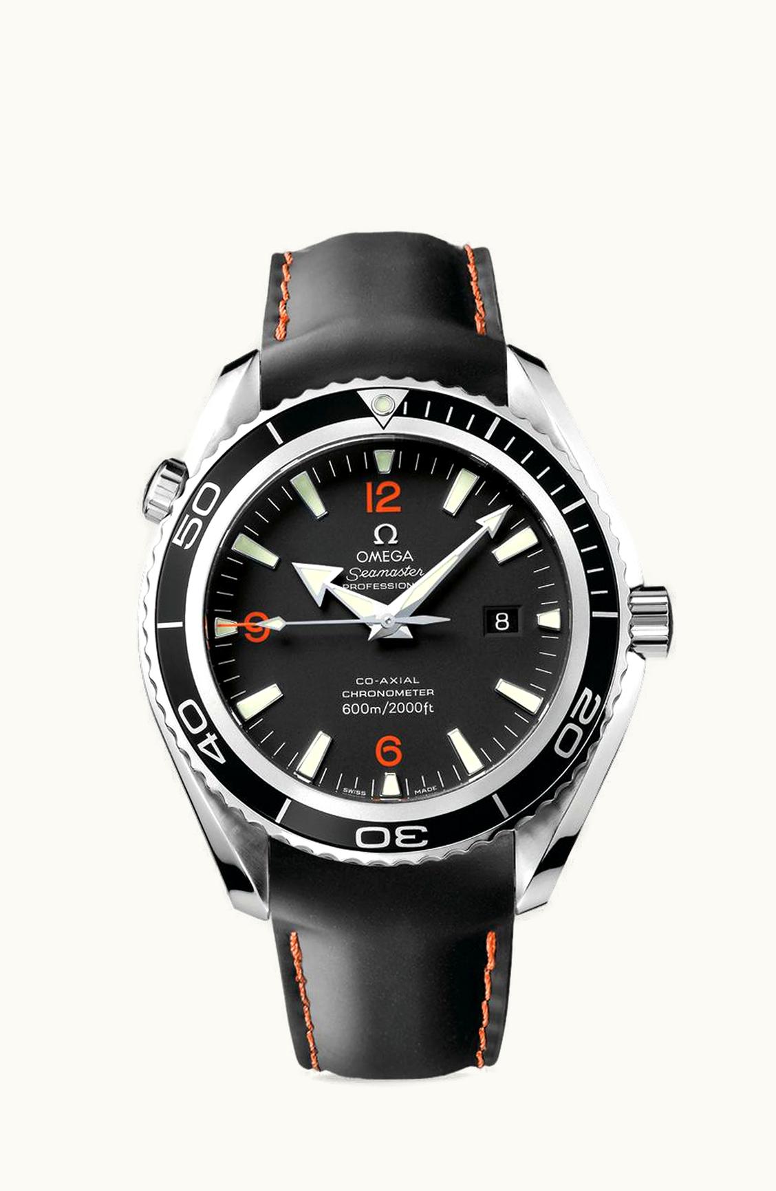 Omega Seamaster Planet Ocean 600M Co-Axial 45.5 Stainless Steel / Orange Numerals / Rubber