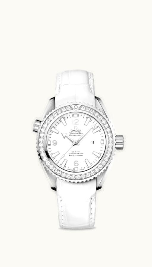 Omega Seamaster Planet Ocean 600M Co-Axial 37.5 Stainless Steel / Diamond / White / Alligator