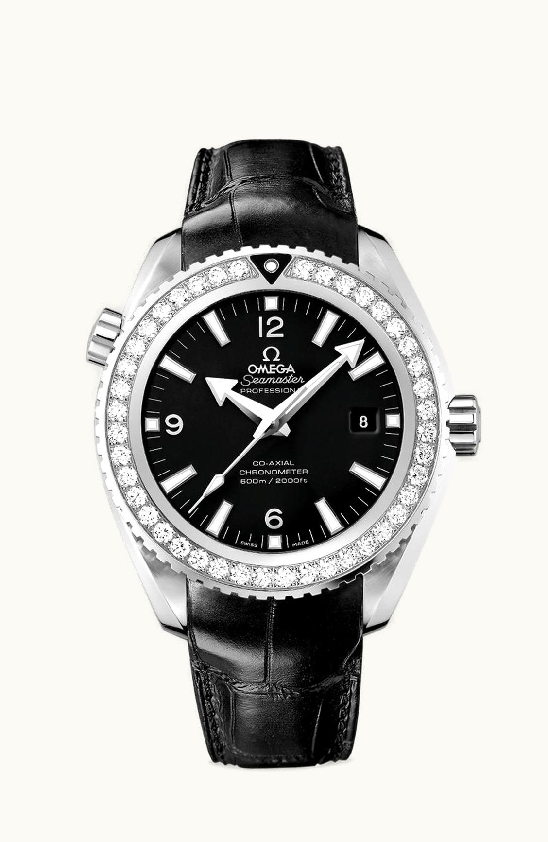 Omega Seamaster Planet Ocean 600M Co-Axial 45.5 Stainless Steel / Diamond / Black / Alligator