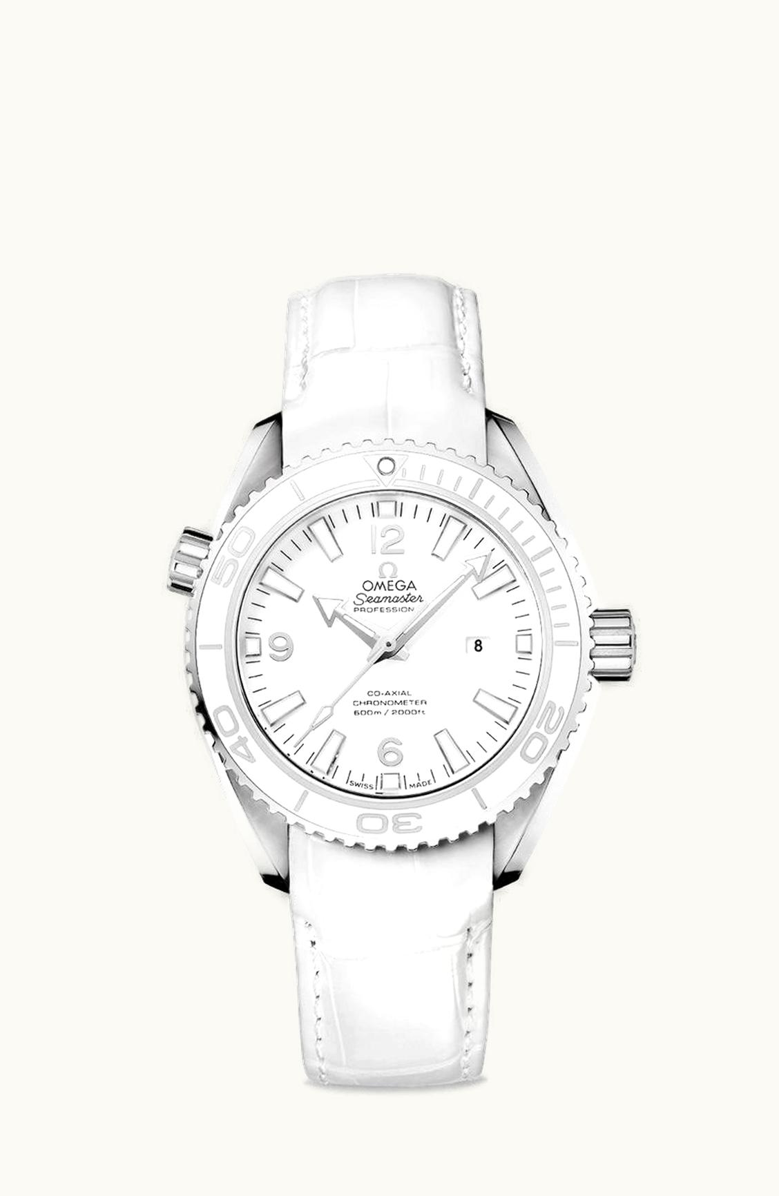Omega Seamaster Planet Ocean 600M Co-Axial 37.5 Stainless Steel / White / Alligator