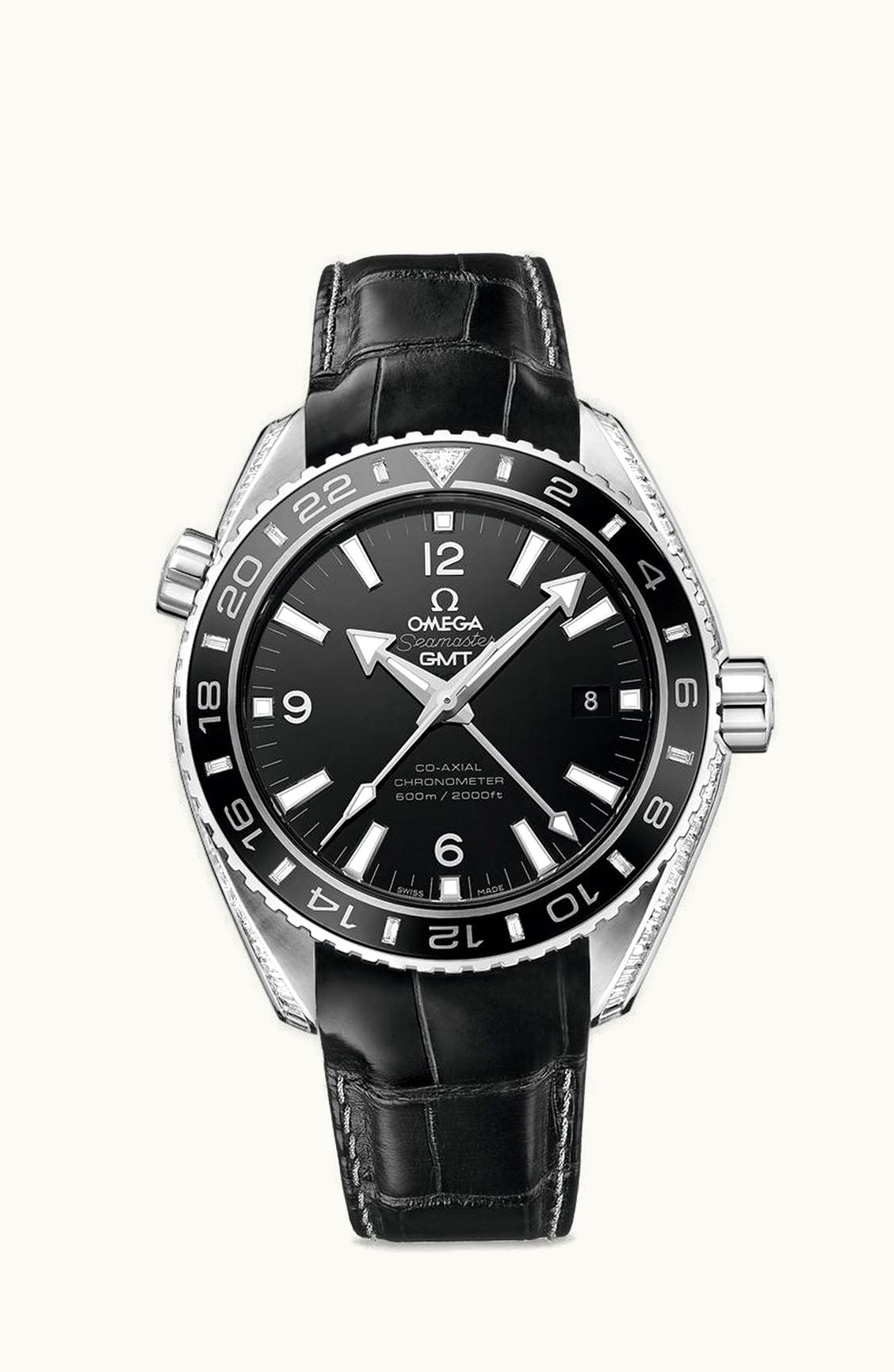 Omega Seamaster Planet Ocean 600M Co-Axial 43.5 GMT Platinum / Diamond / Black / Alligator