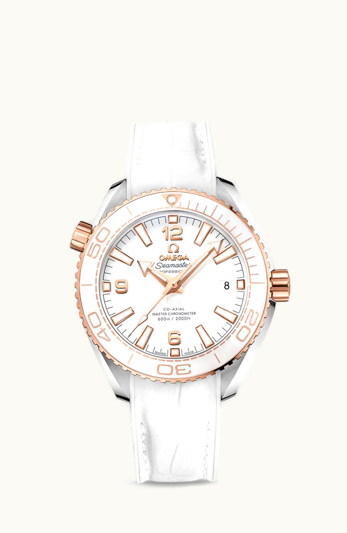 Omega Seamaster Planet Ocean 600M Co-Axial 39.5 Master Chronometer Stainless Steel / Sedna Gold / White / Alligator