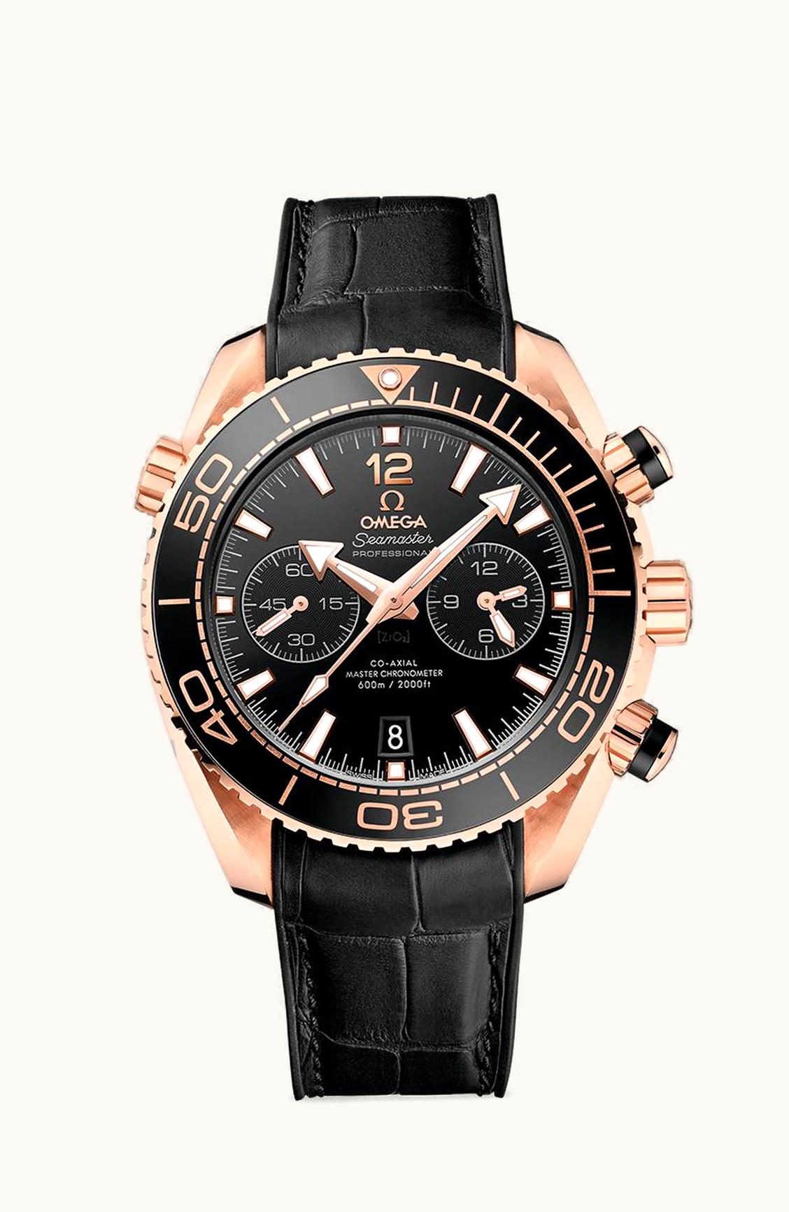 Omega Seamaster Planet Ocean 600M Co-Axial 45.5 Master Chronometer Chronograph Sedna Gold / Black / Alligator