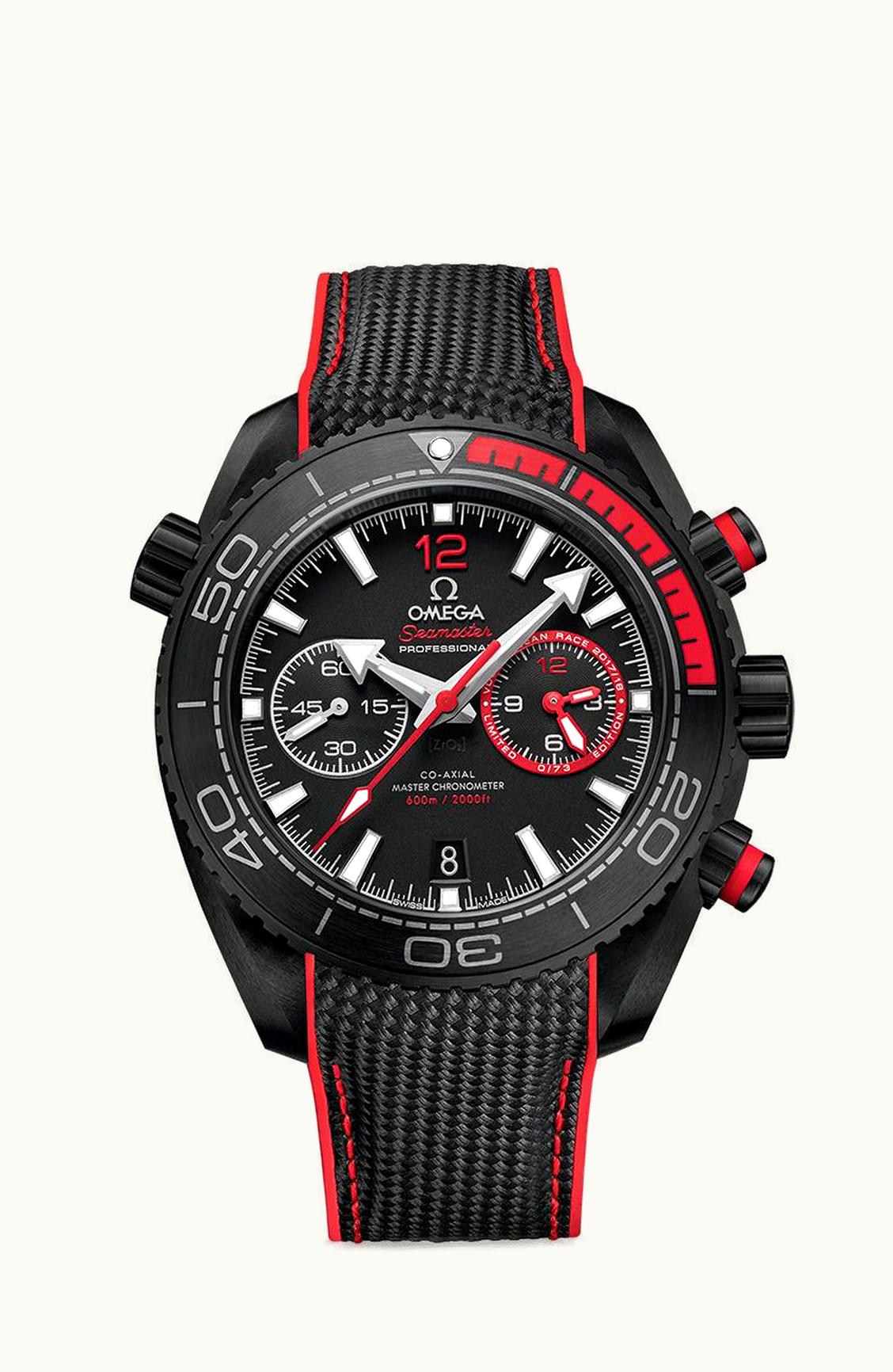 Omega Seamaster Planet Ocean 600M Co-Axial 45.5 Master Chronometer Chronograph Deep Black Red / Volvo Ocean Race