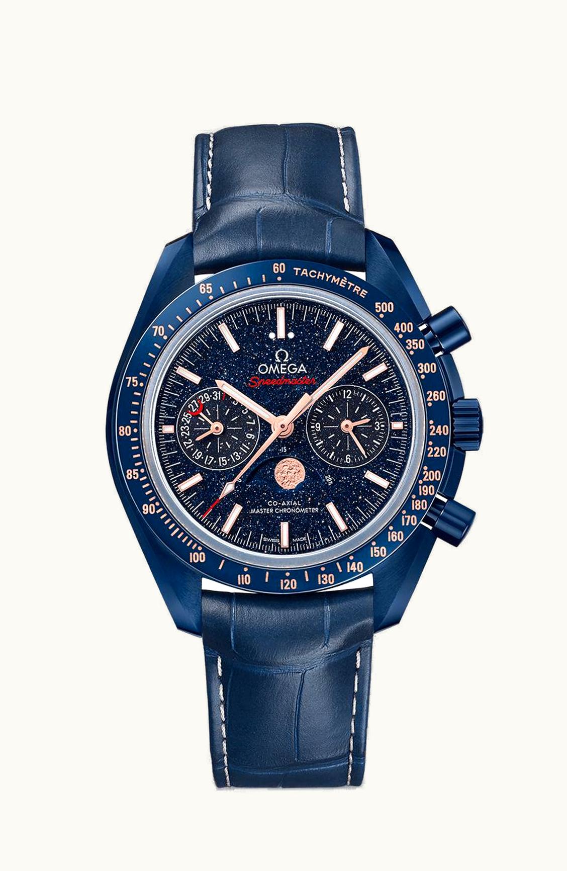 Omega Speedmaster Moonphase Chronograph Master Chronometer Blue Side of the Moon Aventurine