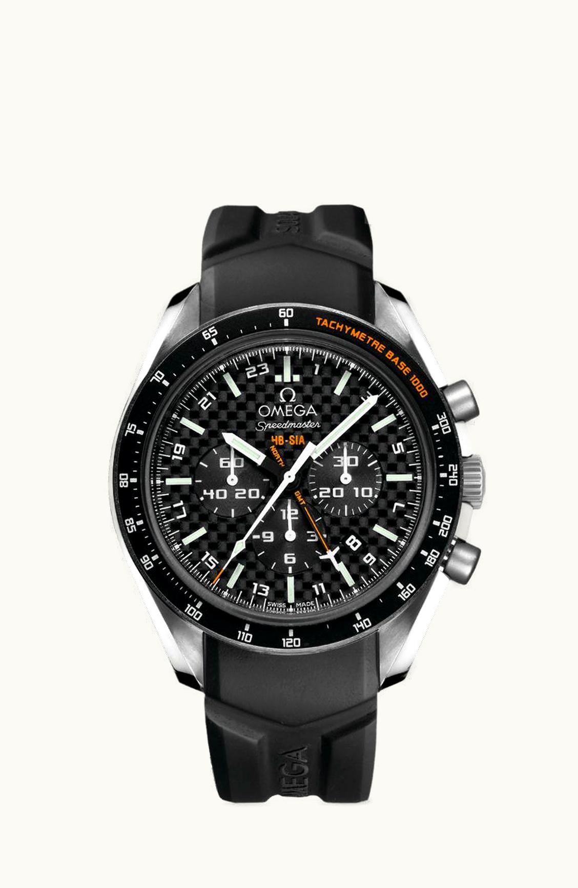 Omega Speedmaster HB-SIA Co-Axial GMT Titanium / Black Carbon / Rubber