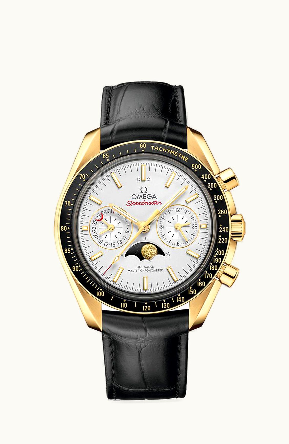 Omega Speedmaster Moonphase Chronograph Master Chronometer Yellow Gold / Silver