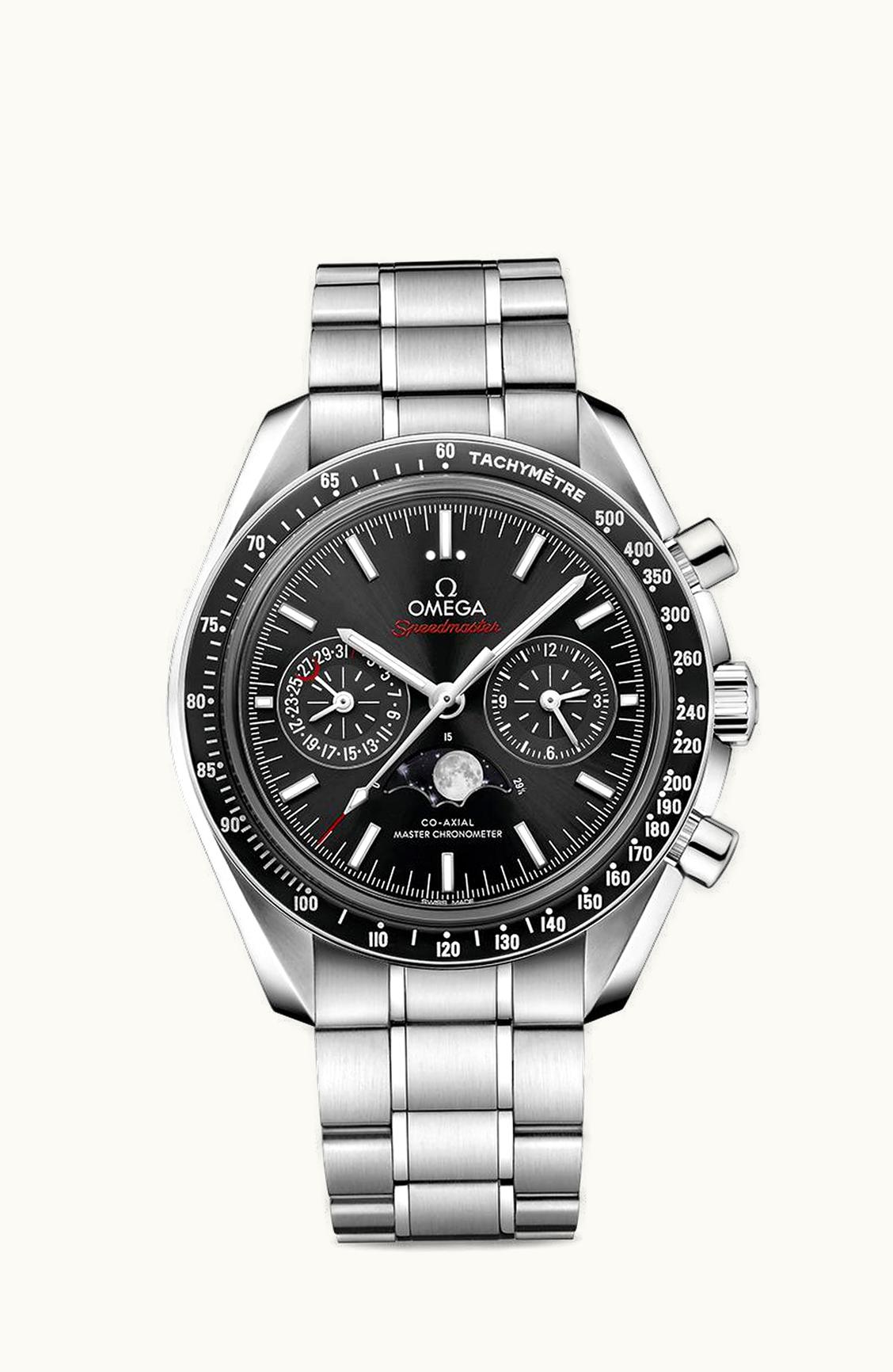 Omega Speedmaster Moonphase Chronograph Master Chronometer Stainless Steel / Black / Bracelet