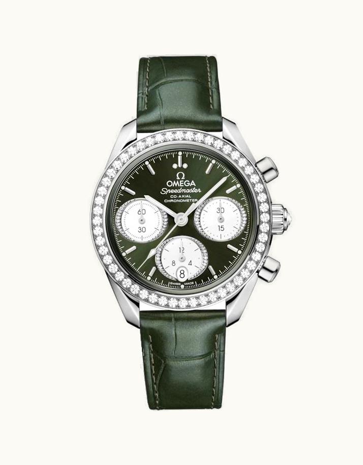 Omega Speedmaster Date 38 Stainless Steel - Diamond / Green / Bracelet