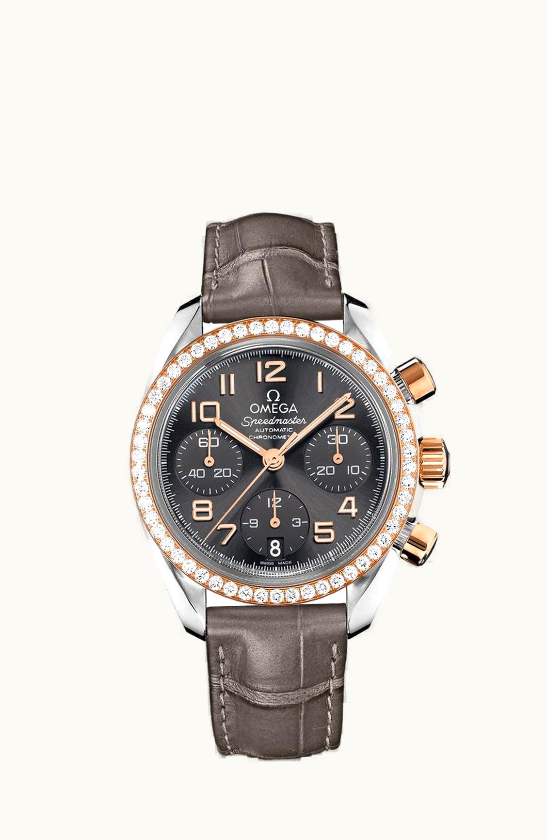 Omega Speedmaster Date 38 Stainless Steel / Red Gold / Diamond / Grey