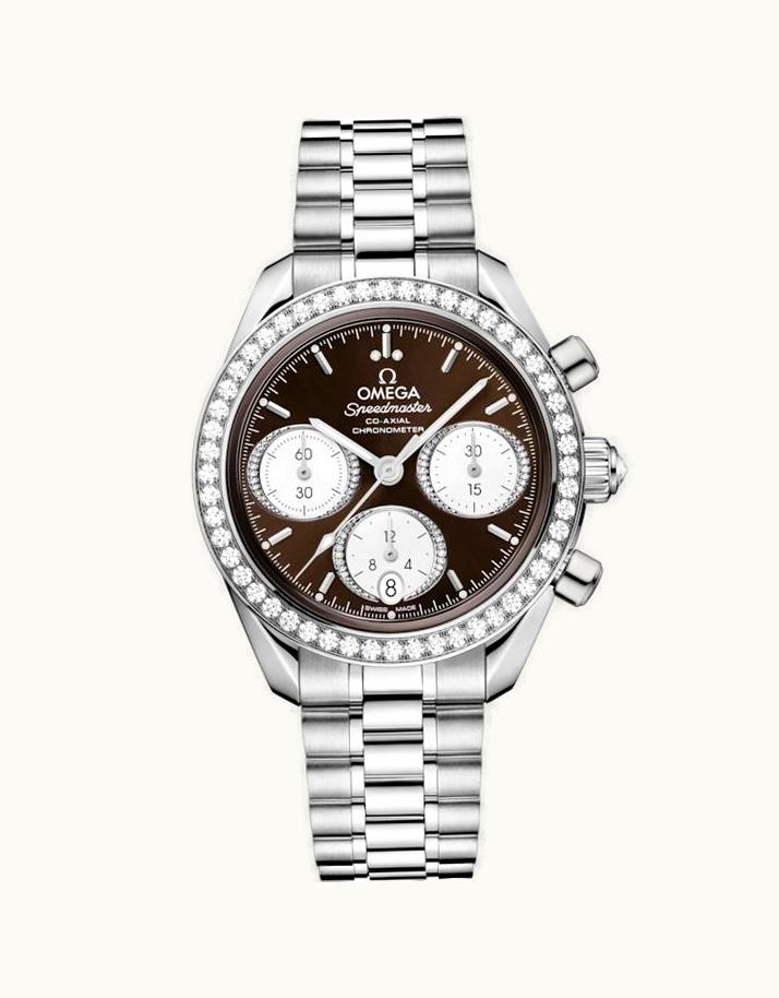 Omega Speedmaster Date 38 Stainless Steel - Diamond / Brown / Bracelet