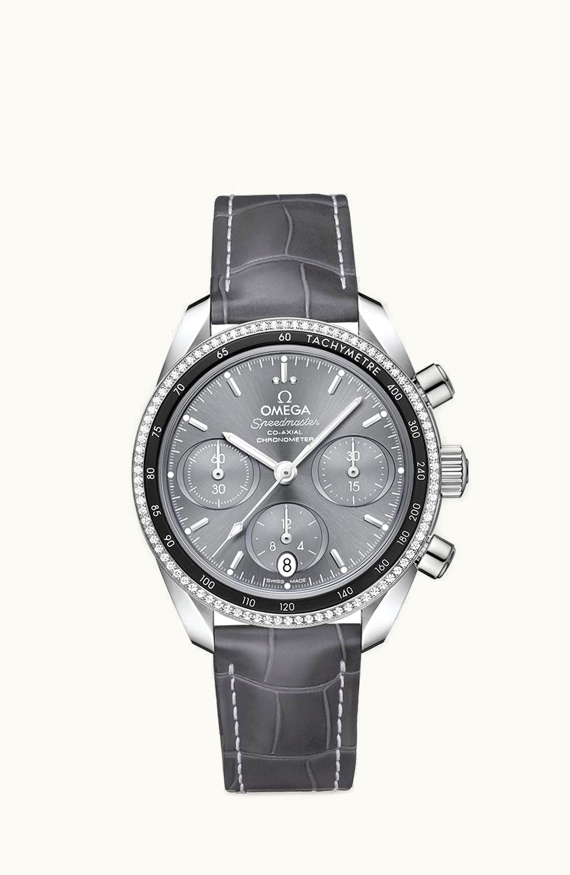 Omega Speedmaster Co-Axial 38 Stainless Steel / Diamond / Grey / Strap