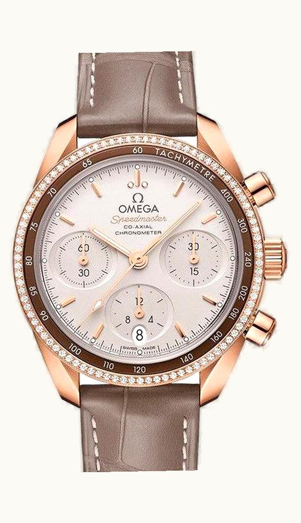 Omega Speedmaster Co-Axial 38 Sedna Gold / Diamond / Silver / Strap