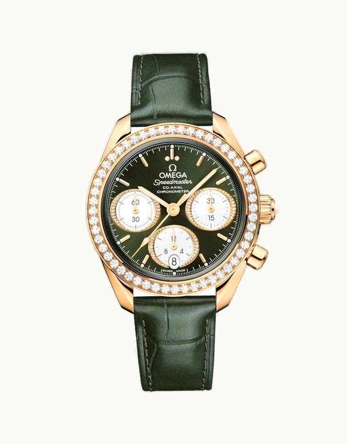 Omega Speedmaster Date 38 Moonshine Gold - Diamond / Green