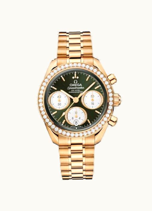 Omega Speedmaster Date 38 Moonshine Gold - Diamond / Green / Bracelet