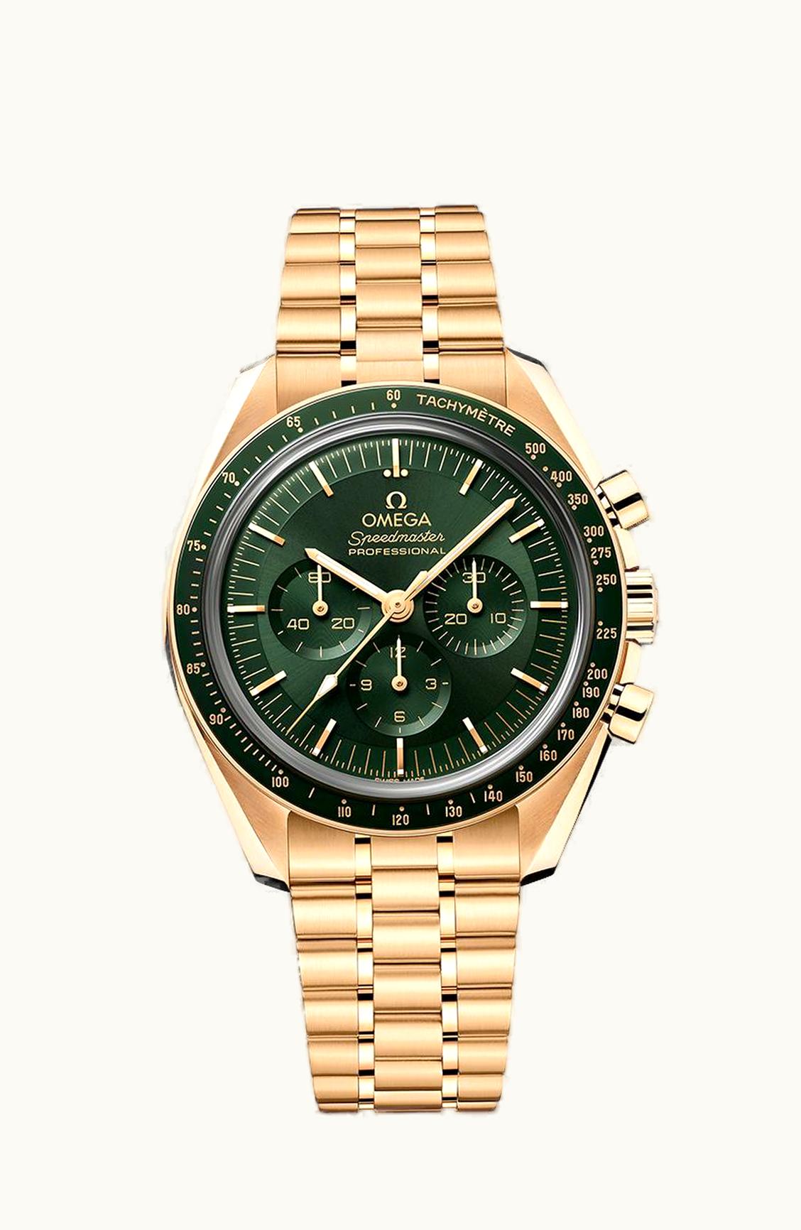Omega Speedmaster Professional Moonwatch 3861 Moonshine Gold / Green / Bracelet