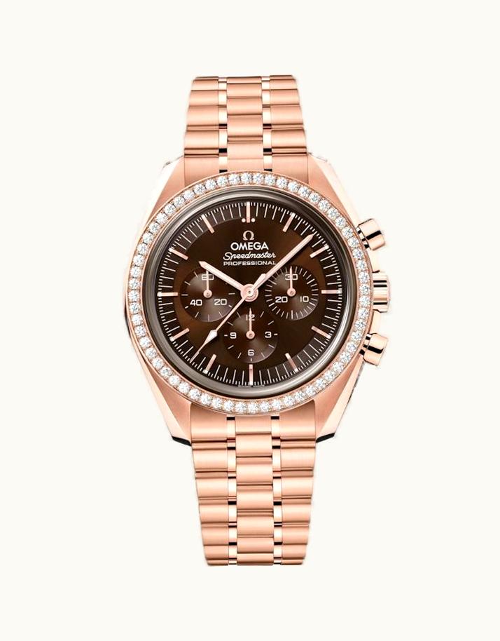 Omega Speedmaster Professional Moonwatch 3861 Sedna Gold - Diamond / Brown / Bracelet