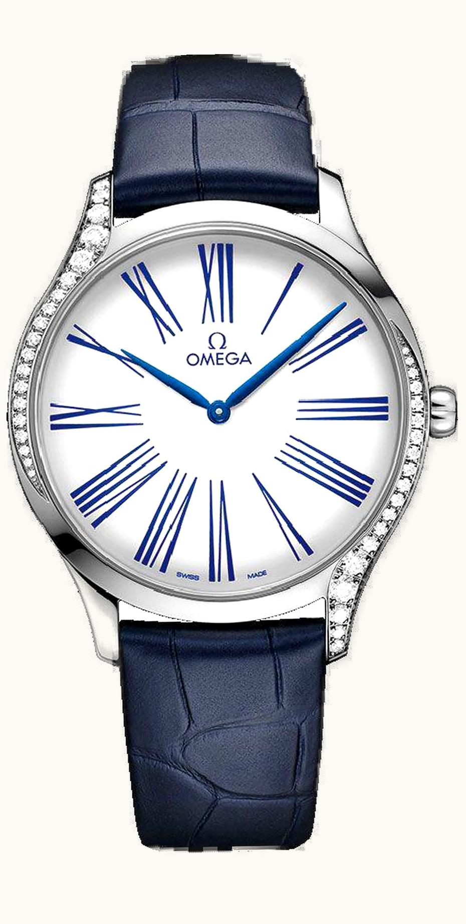 Omega De Ville Trésor 39 Stainless Steel / White - Roman / Alligator