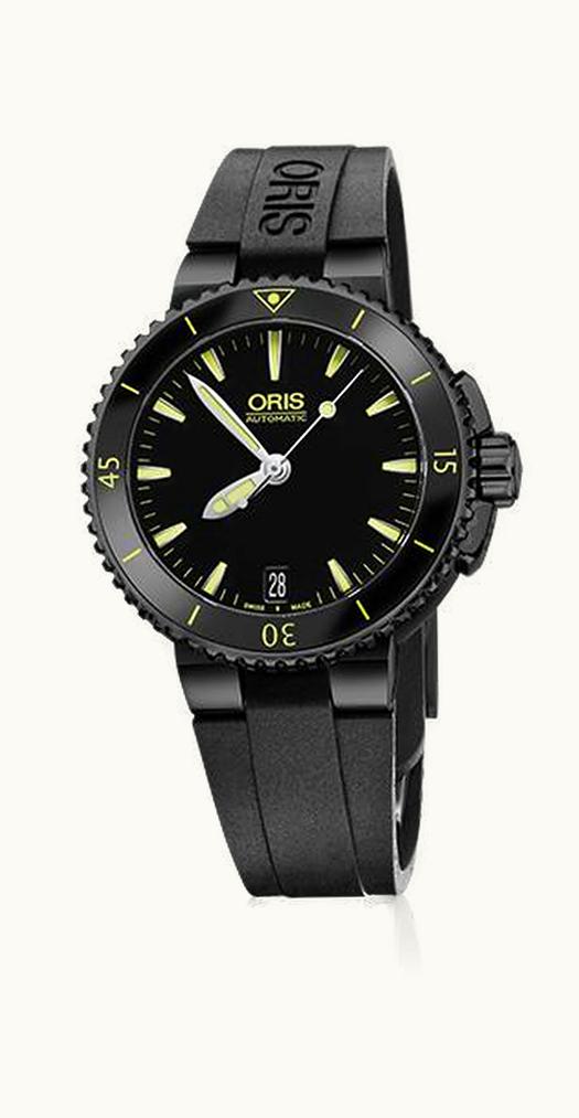 Oris Aquis Date 36 DLC / Black / Rubber