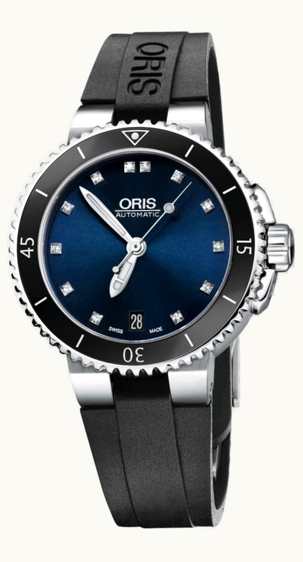 Oris Aquis Date 36 Stainless Steel / Blue / Rubber