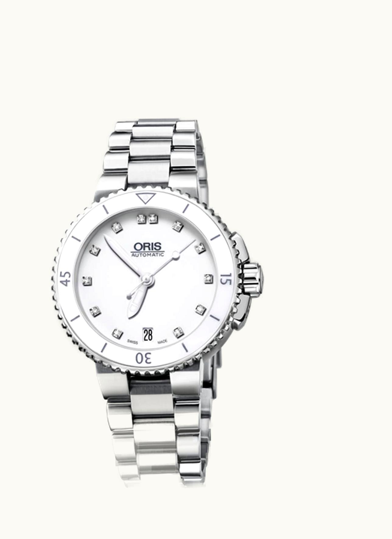 Oris Aquis Date 36 Stainless Steel / White - Diamond / Bracelet