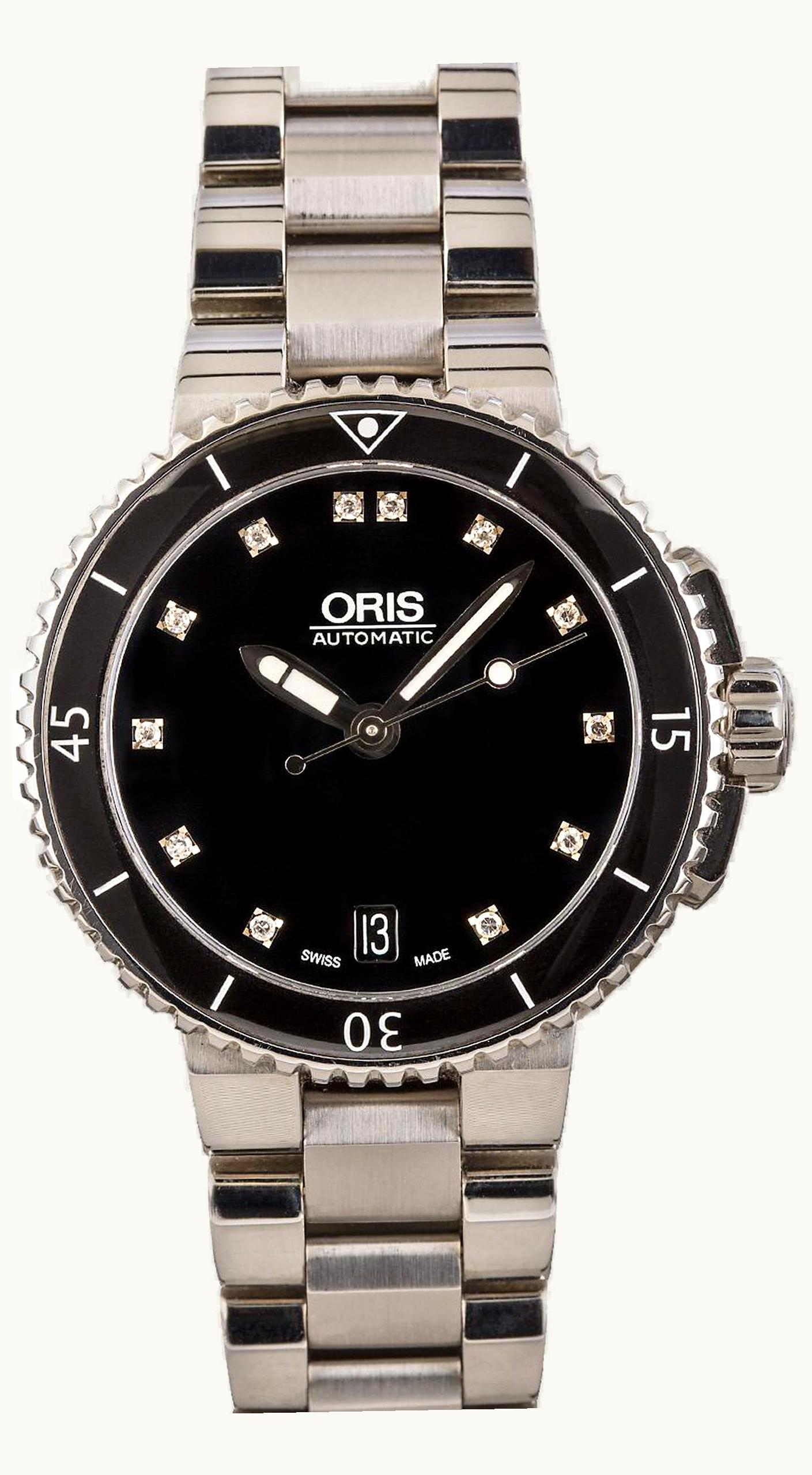 Oris Aquis Date Diamonds 36 Stainless Steel / Black - Diamond / Bracelet