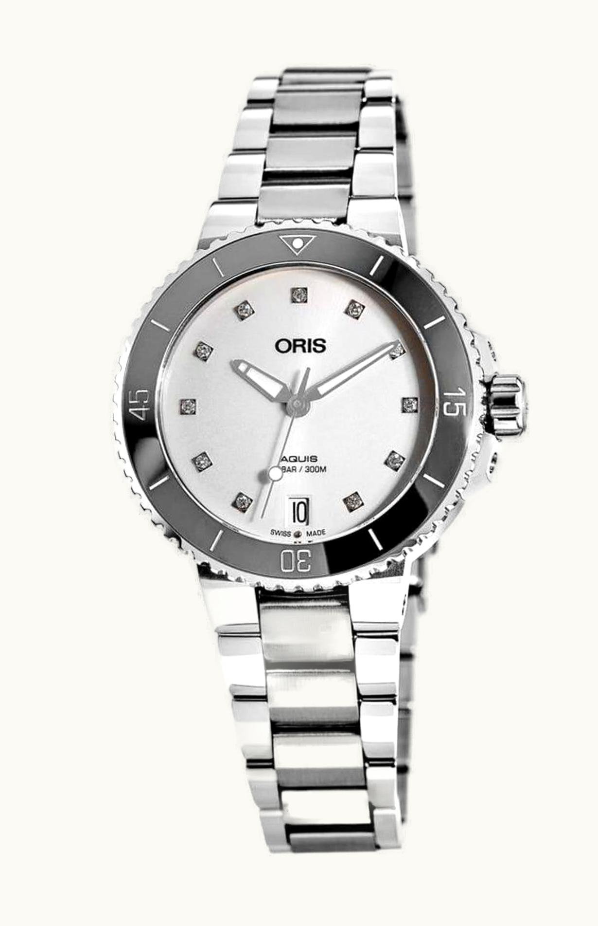 Oris Aquis Date Diamonds 36 Stainless Steel / White - Diamond / Bracelet