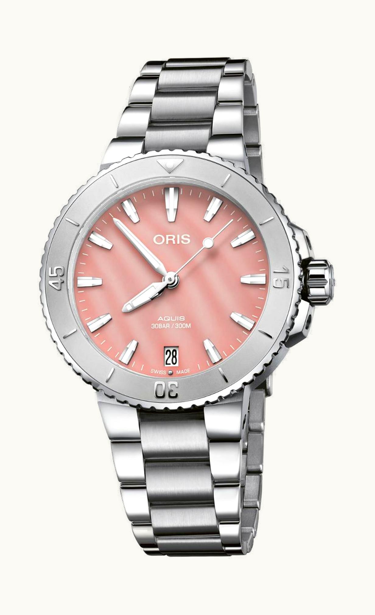 Oris Aquis Date Diamonds 36 Stainless Steel / Brown - Diamond / Bracelet