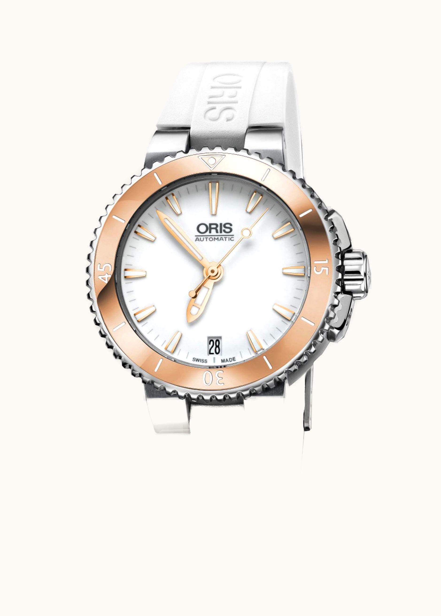 Oris Aquis Date 36 Stainless Steel / White / Rubber