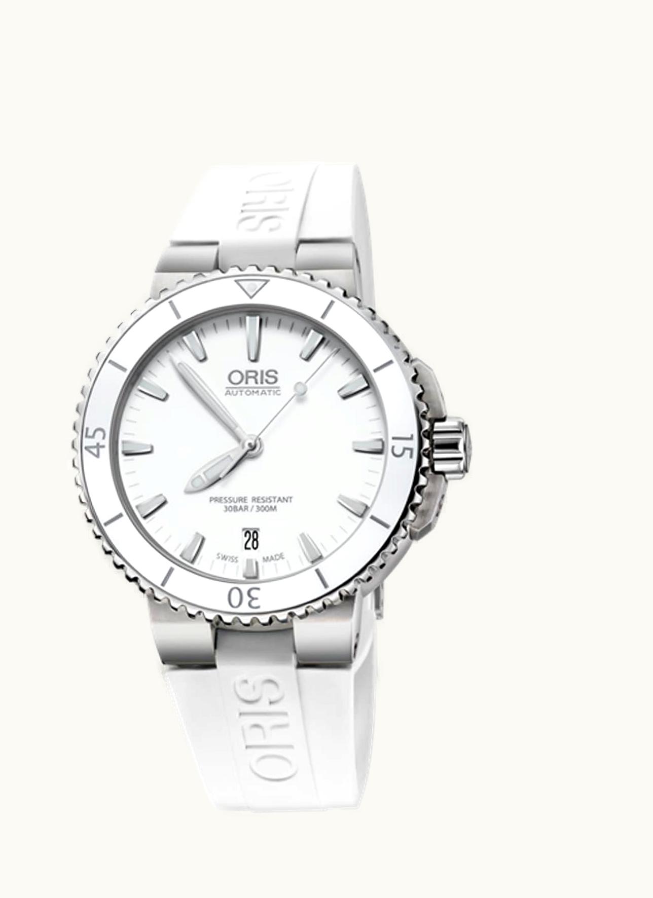 Oris Aquis Date 40 Stainless Steel / White / Rubber