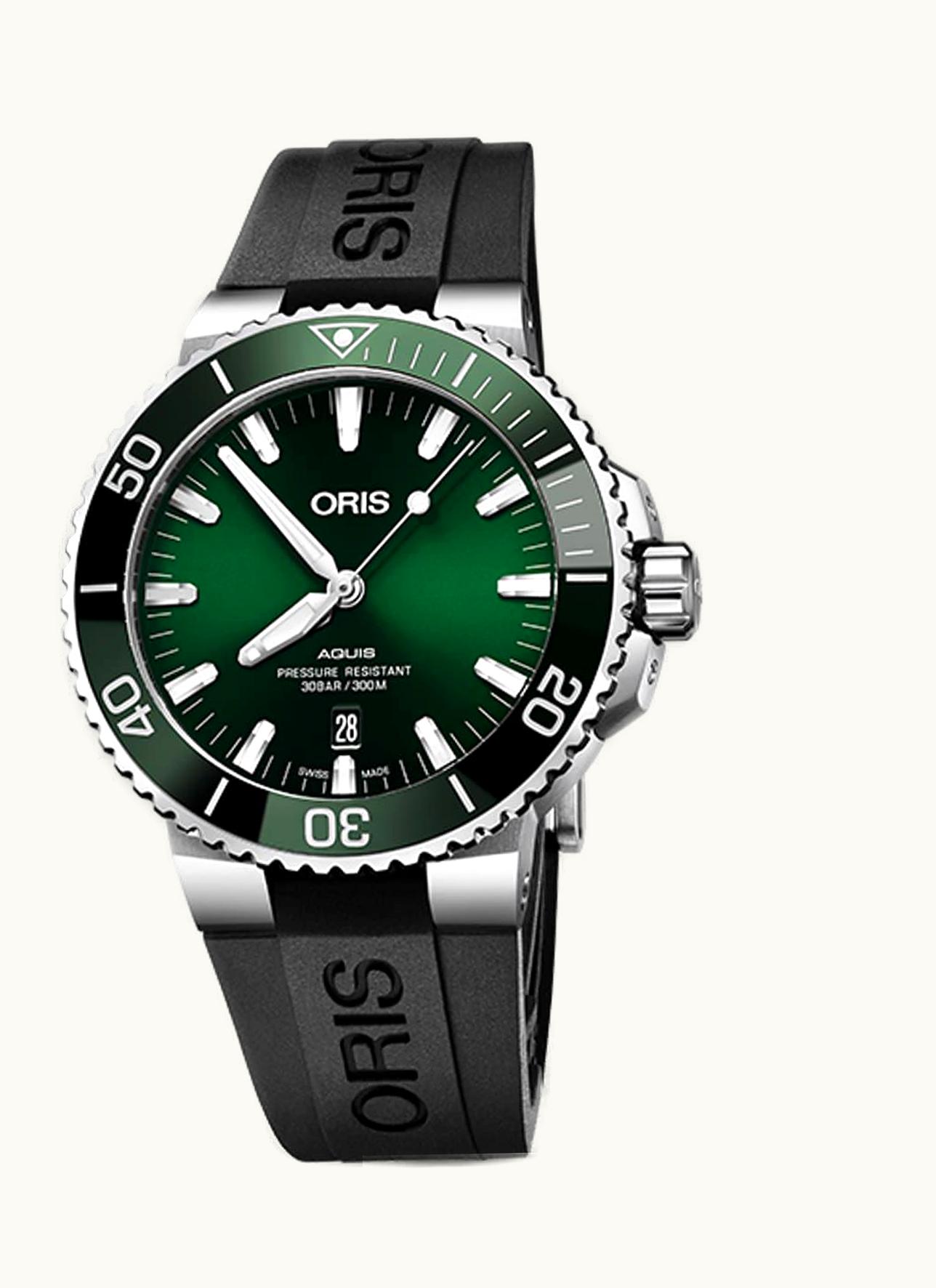 Oris Aquis Date 43.5 Stainless Steel / Green / Rubber