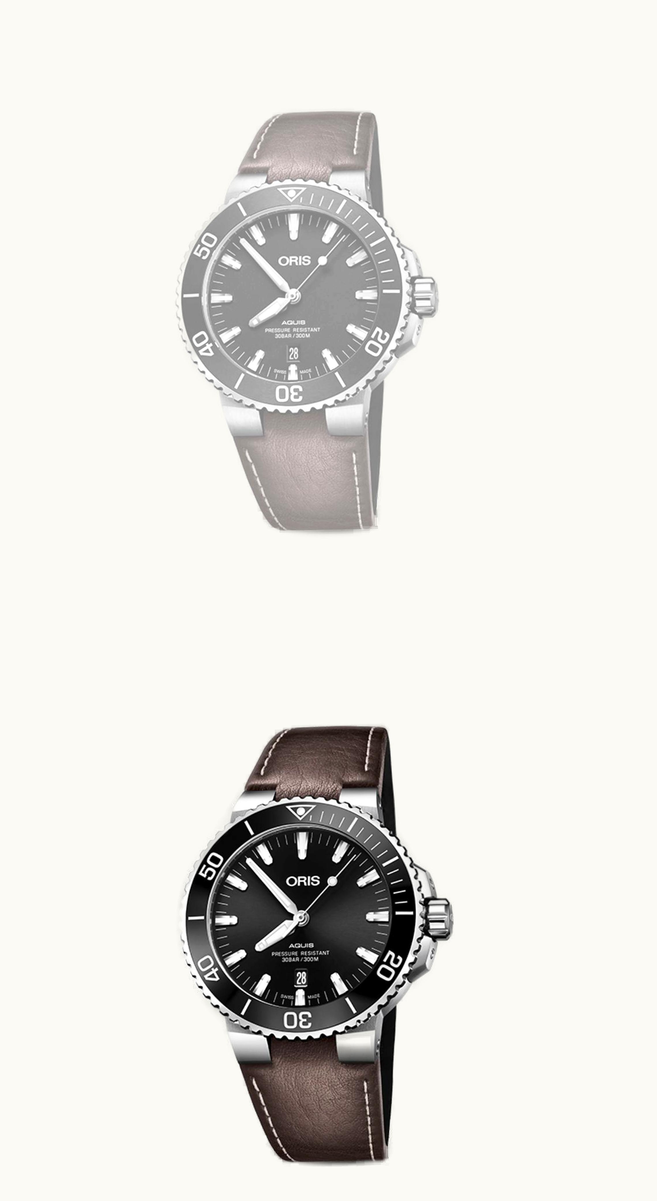 Oris Aquis Date 43.5 Stainless Steel / Matte Black / Calf