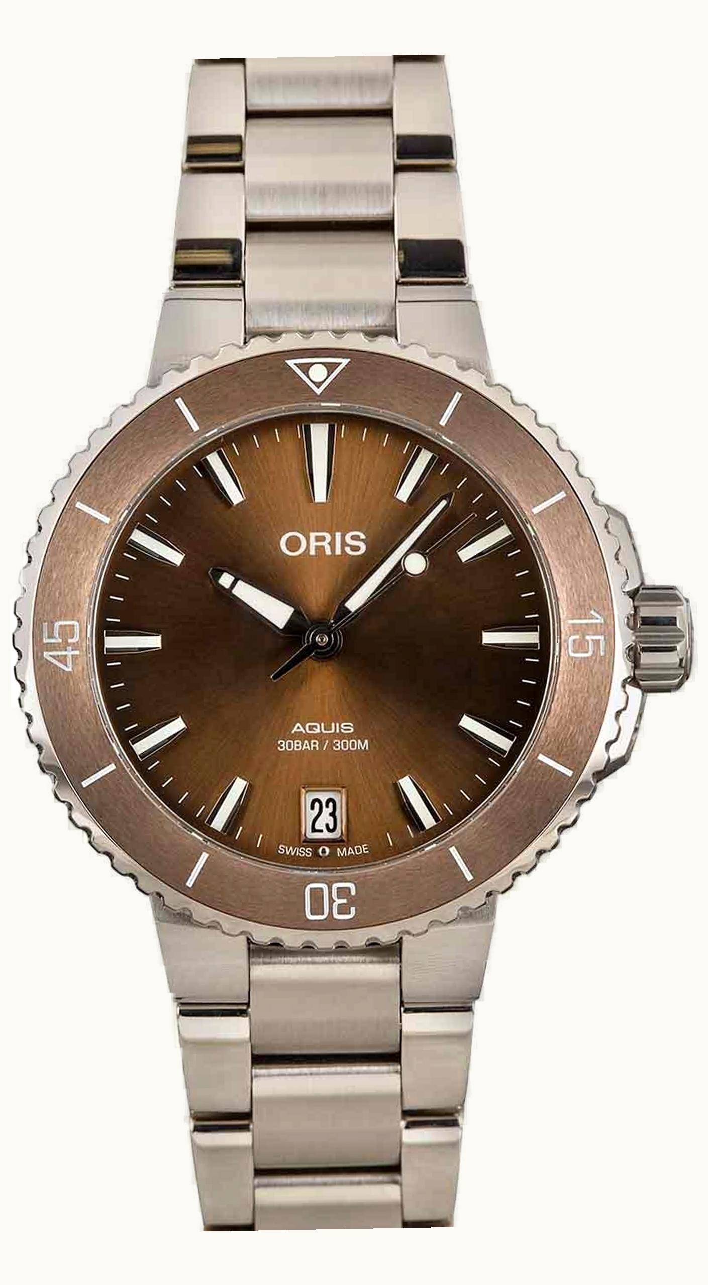 Oris Aquis Date 36.5 Stainless Steel / Brown / Bracelet