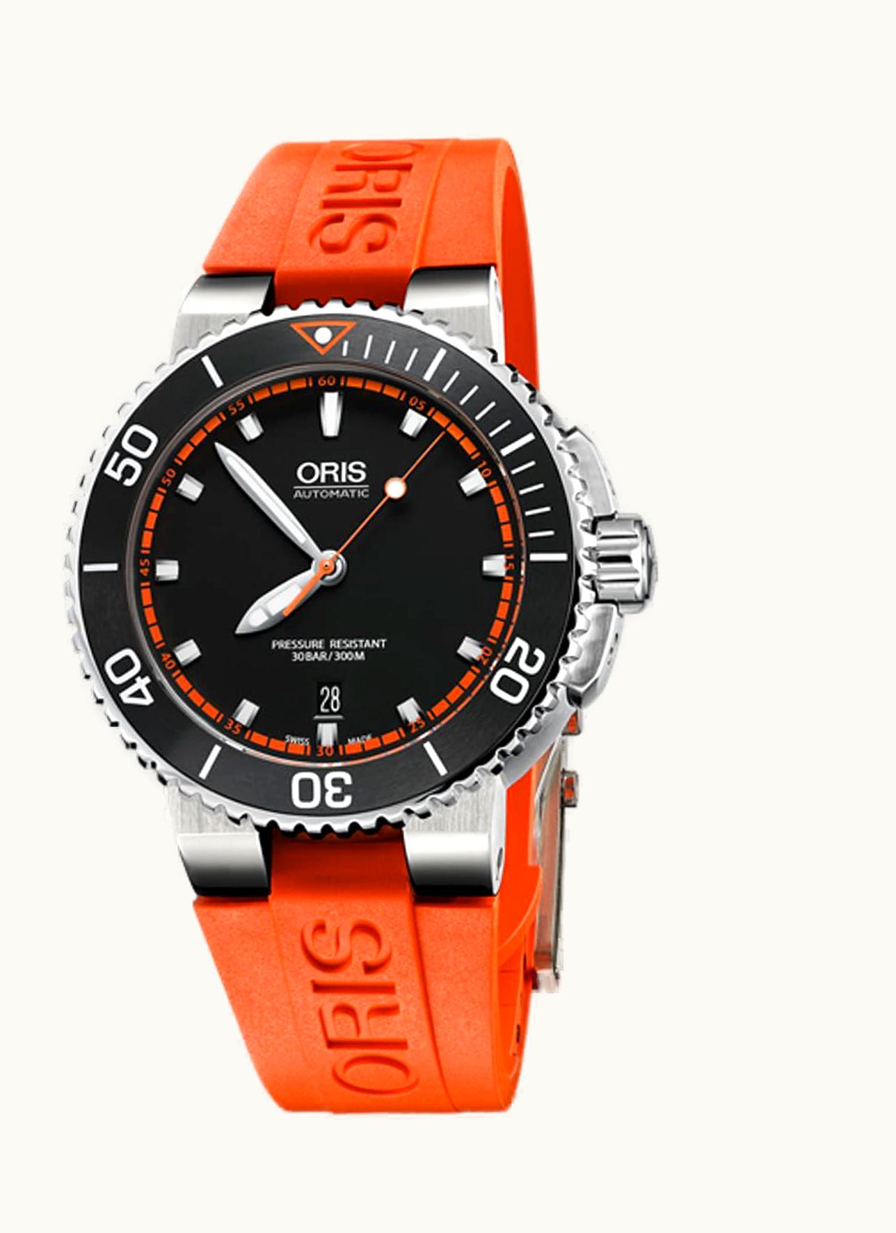 Oris Aquis Date 43 Stainless Steel / Black - Red / Rubber