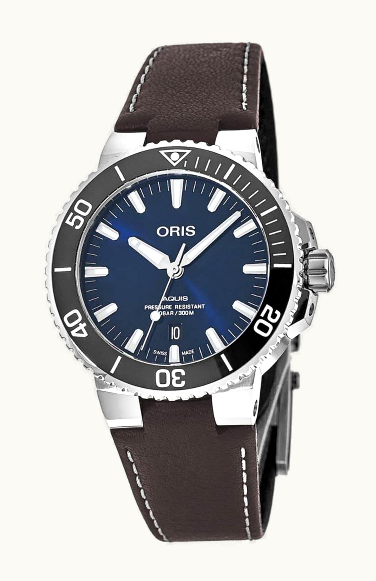 Oris Aquis GMT 43.5 Stainless Steel / Blue / Calf