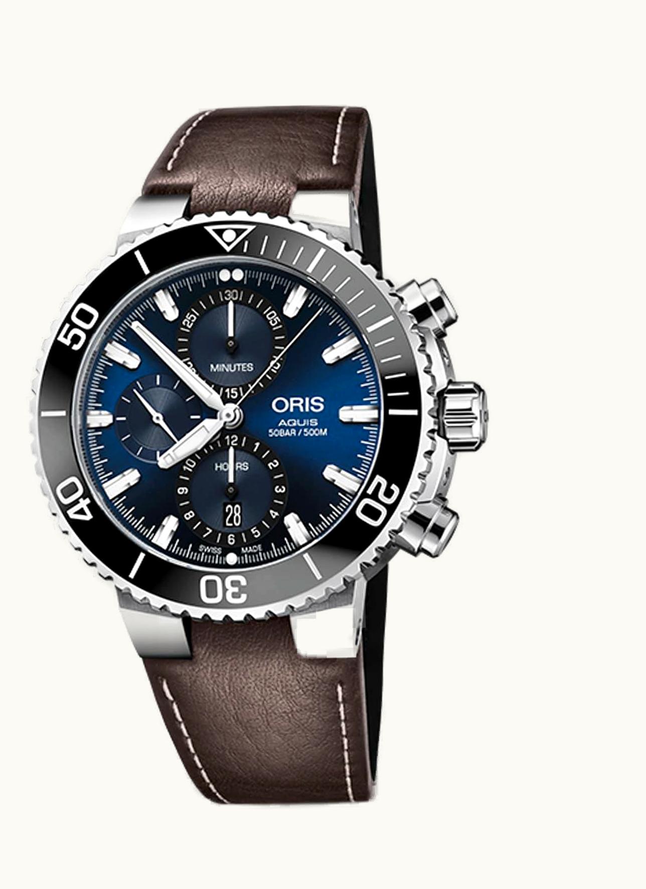 Oris Aquis Chronograph 45.5 Stainless Steel / Blue / Calf