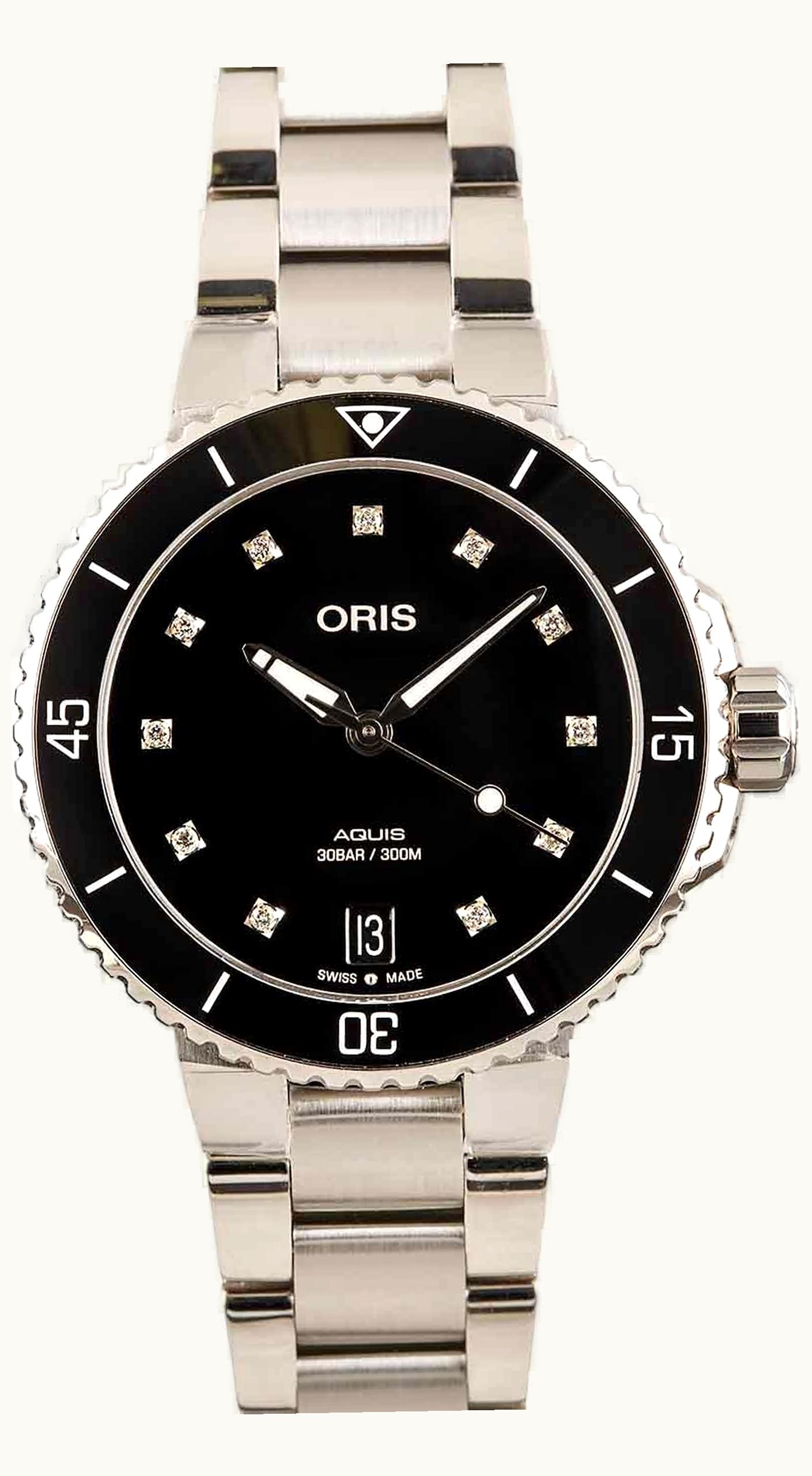 Oris Aquis Date 36.5 Stainless Steel / Black - Diamond / Bracelet