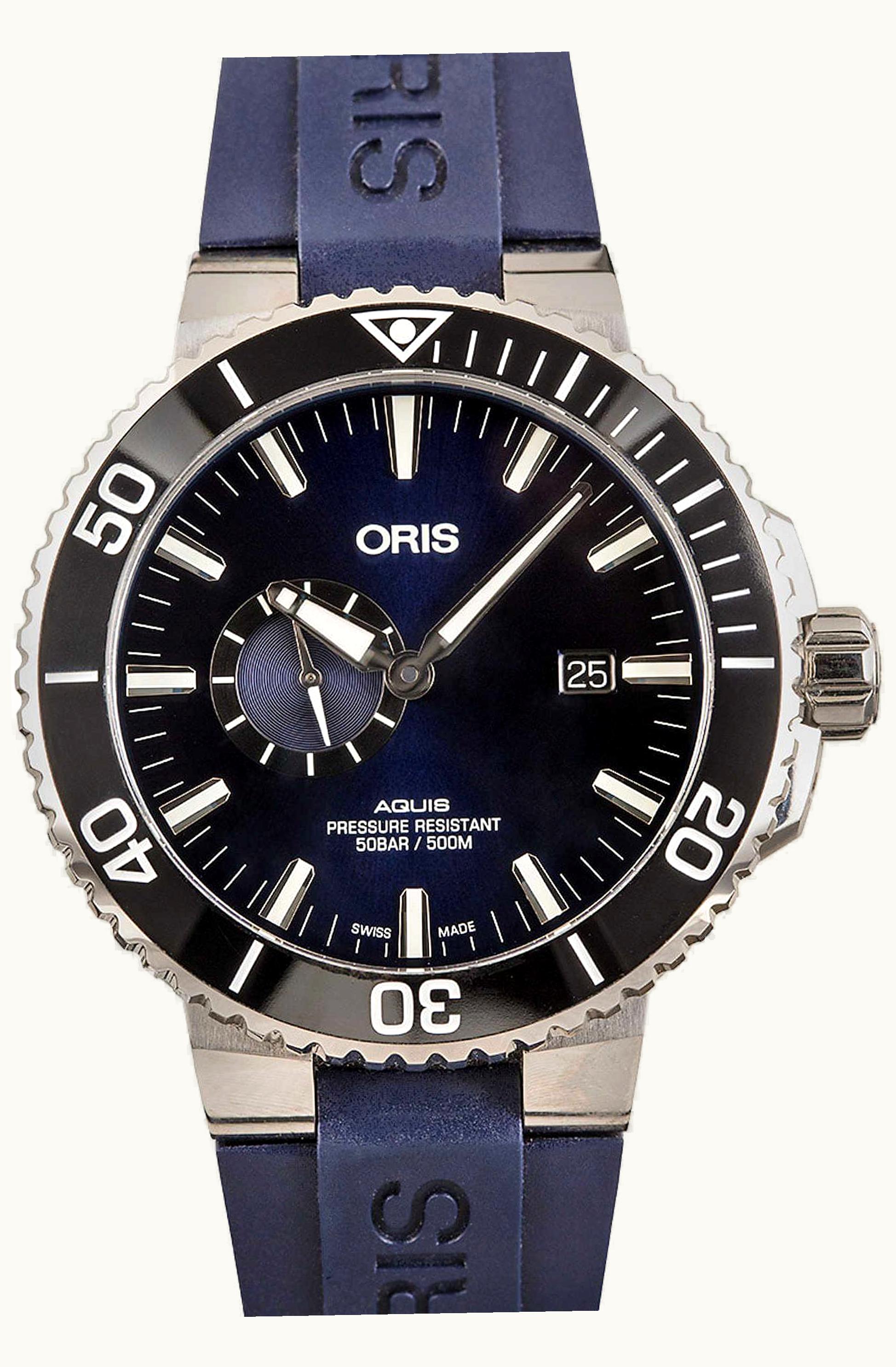 Oris Aquis Small Seconds Date 45.5 Stainless Steel / Blue / Rubber