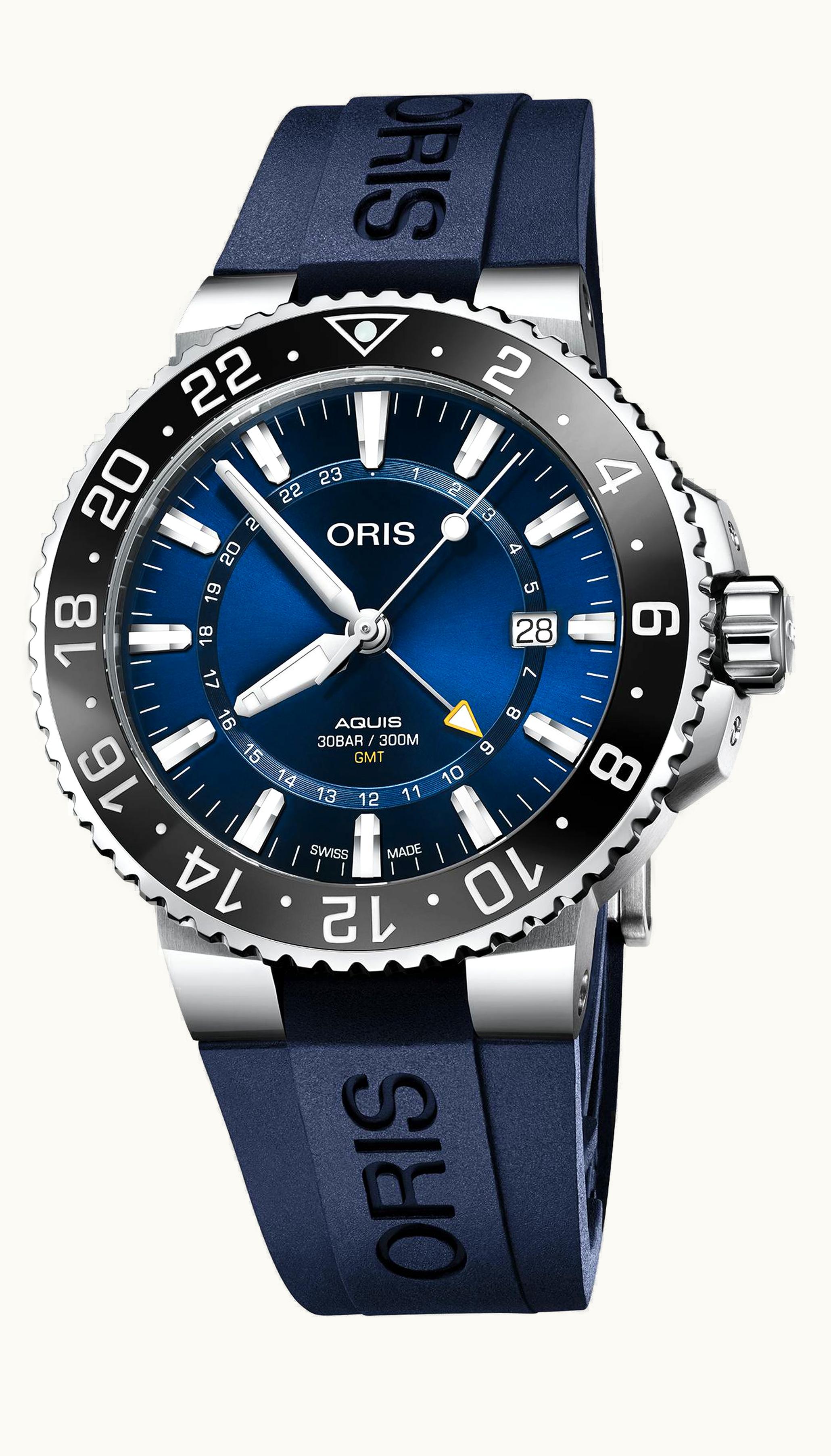 Oris Aquis GMT 43.5 Stainless Steel / Blue / Rubber
