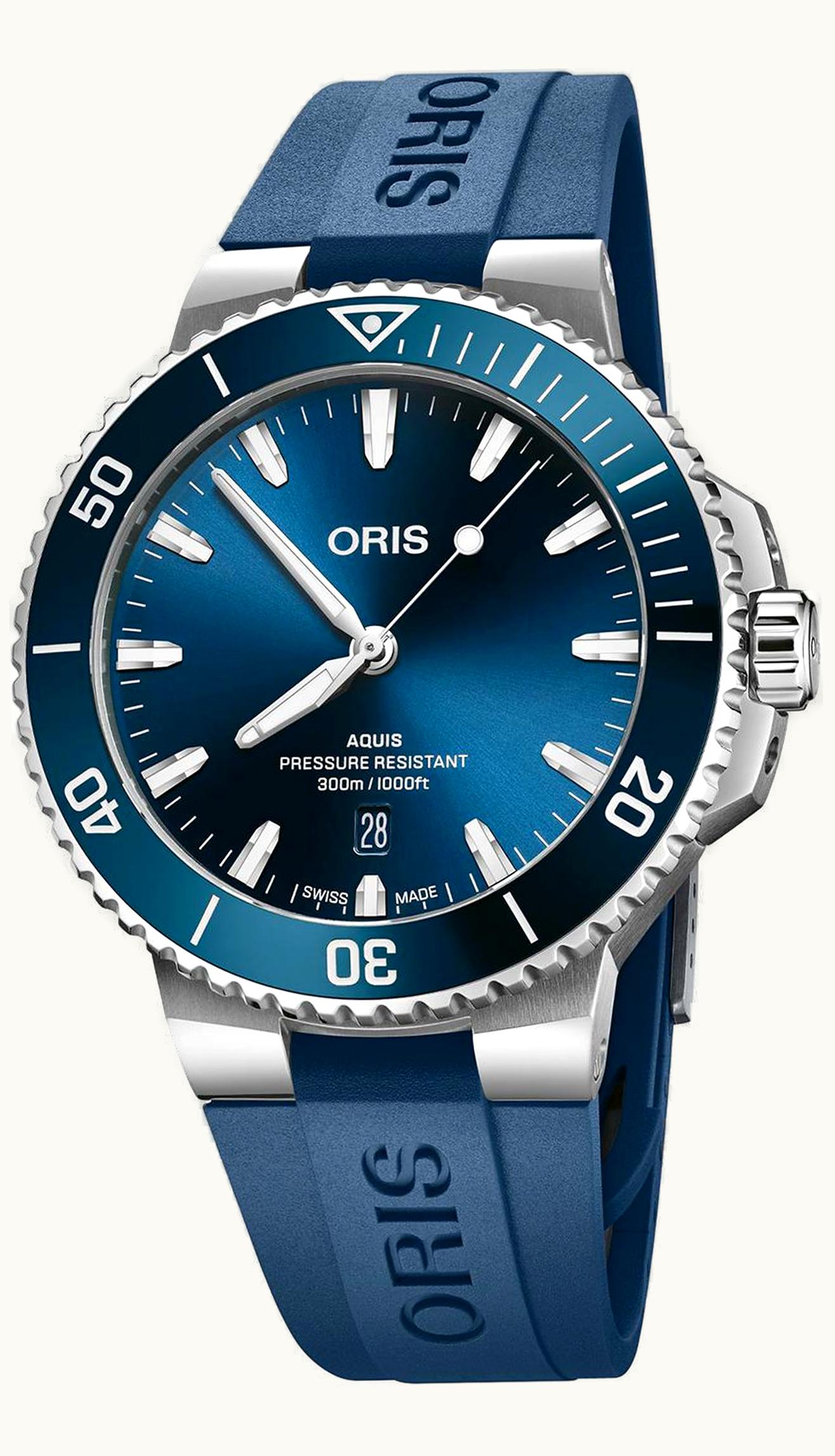 Oris Aquis Date 43.5 Stainless Steel / Blue / Rubber