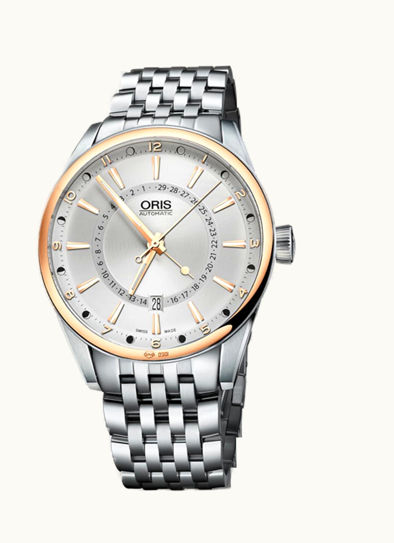 Oris Artix Pointer Moon Date Stainless Steel - Rose Gold / Silver / Bracelet