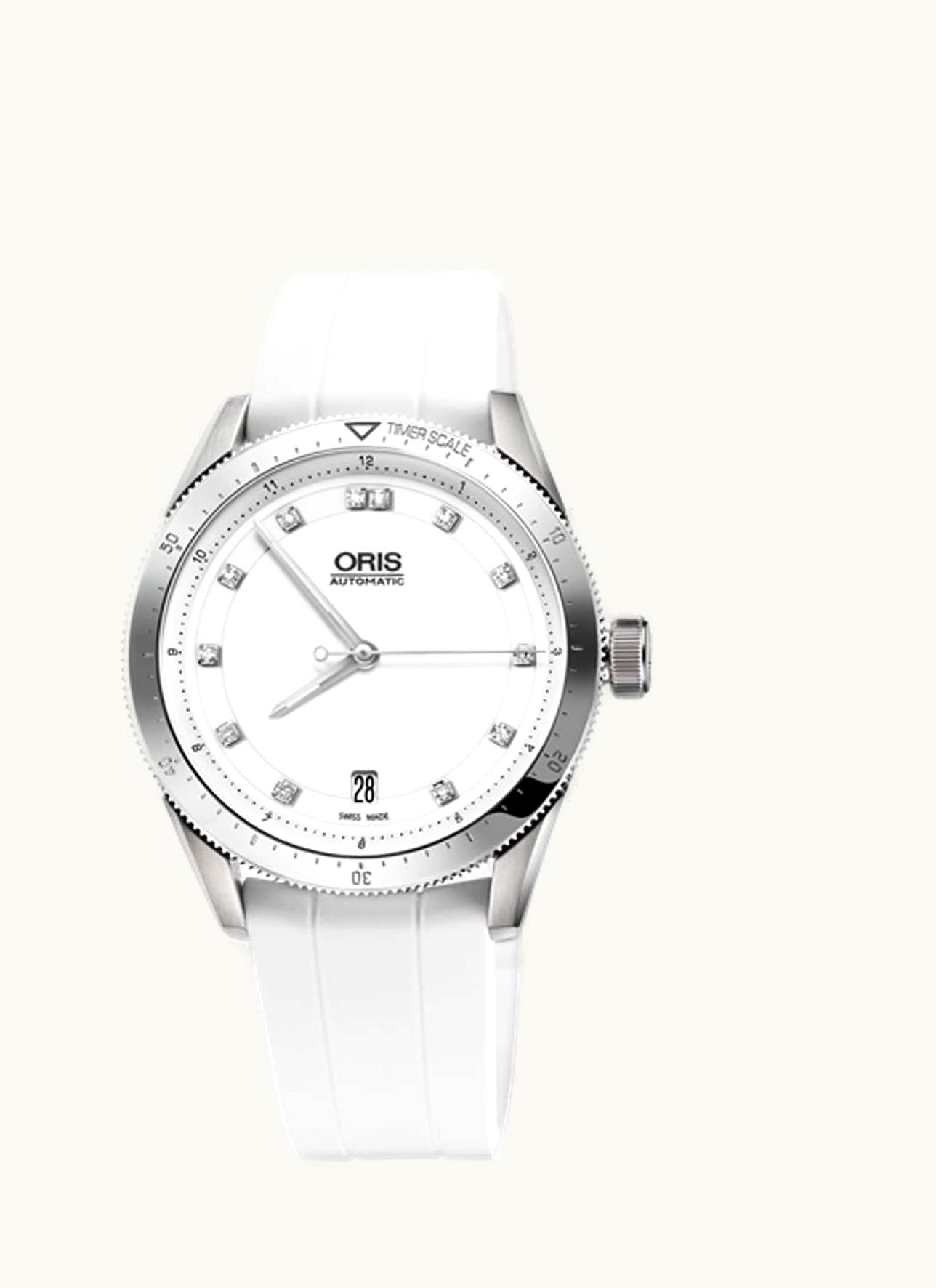 Oris Artix GT Date Stainless Steel / White - Diamond / Rubber