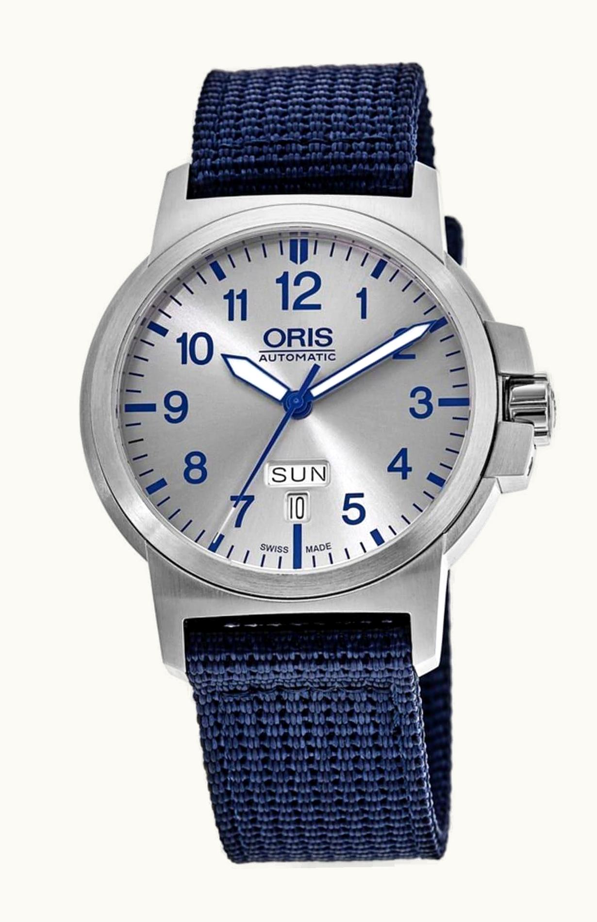 Oris BC3 Advanced Day Date Stainless Steel / Silver / Fabric
