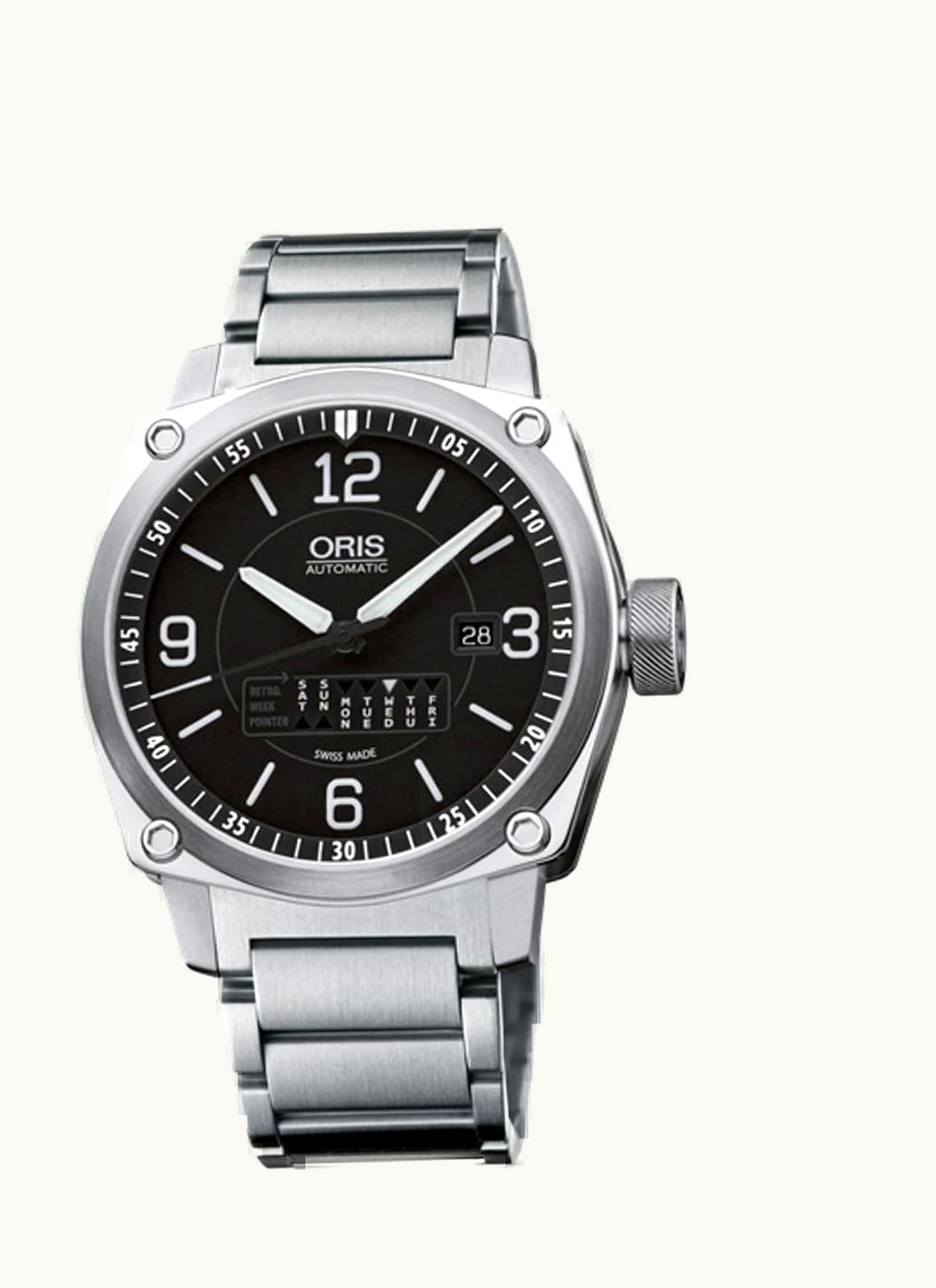 Oris BC4 Retrograde Day Stainless Steel / Black / Bracelet