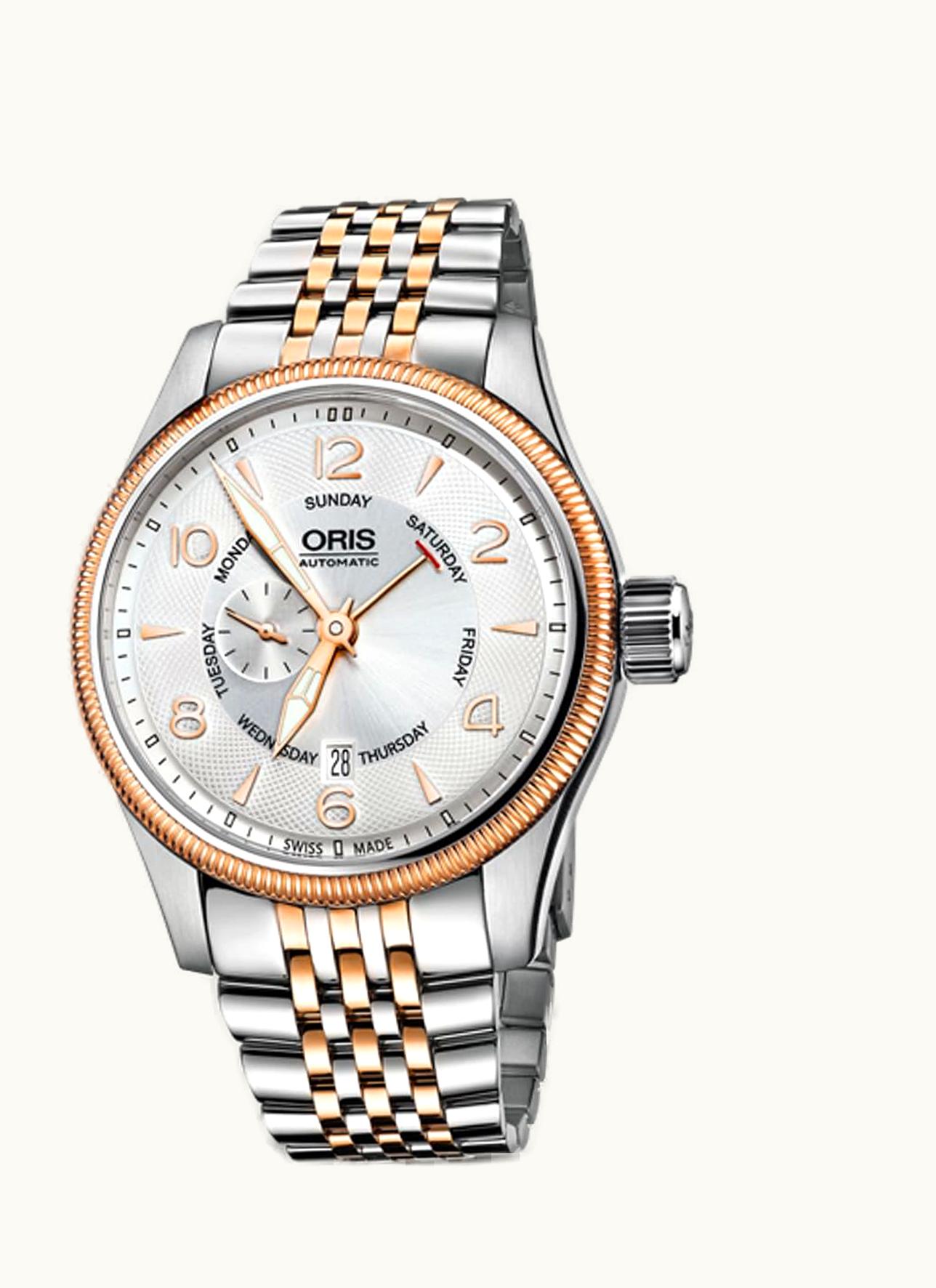 Oris Big Crown Small Second Pointer Day Stainless Steel - Rose Gold / Silver / Bracelet