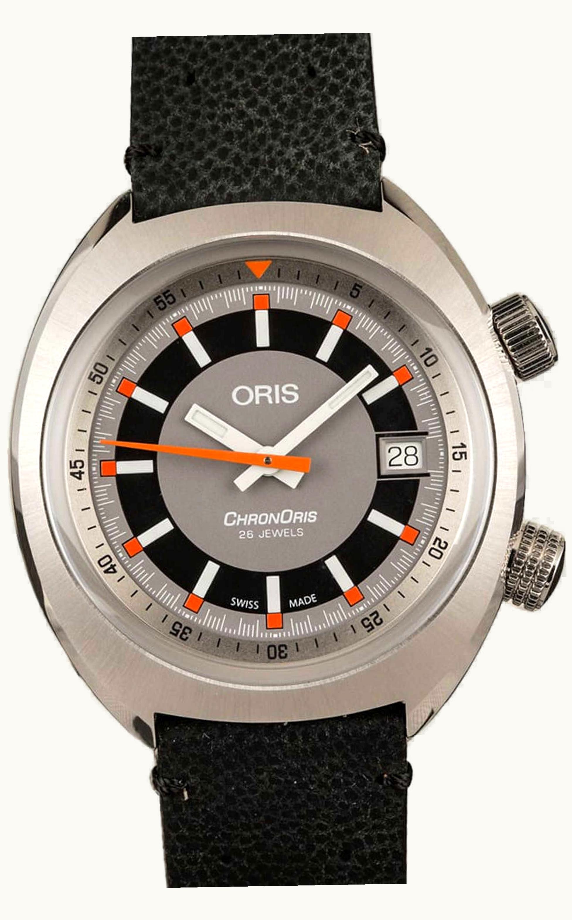 Oris Chronoris Date / Grey / Black Leather