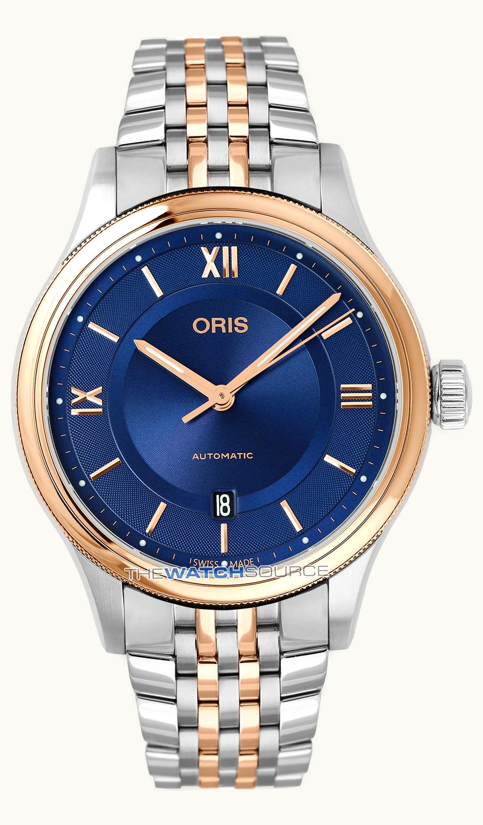 Oris Classic Date 42 Stainless Steel - Rose Gold / Blue / Bracelet