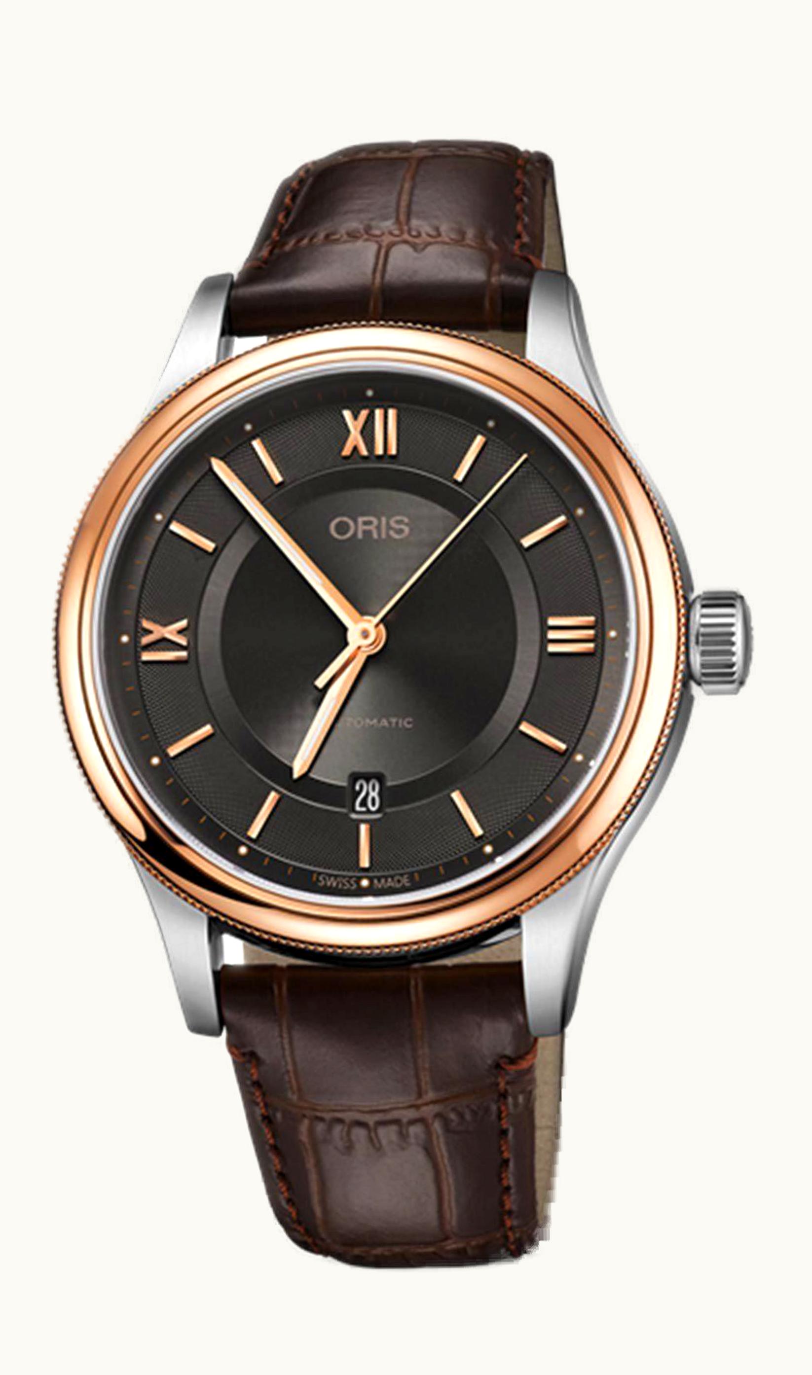 Oris Classic Date 42 Stainless Steel - Rose Gold / Grey