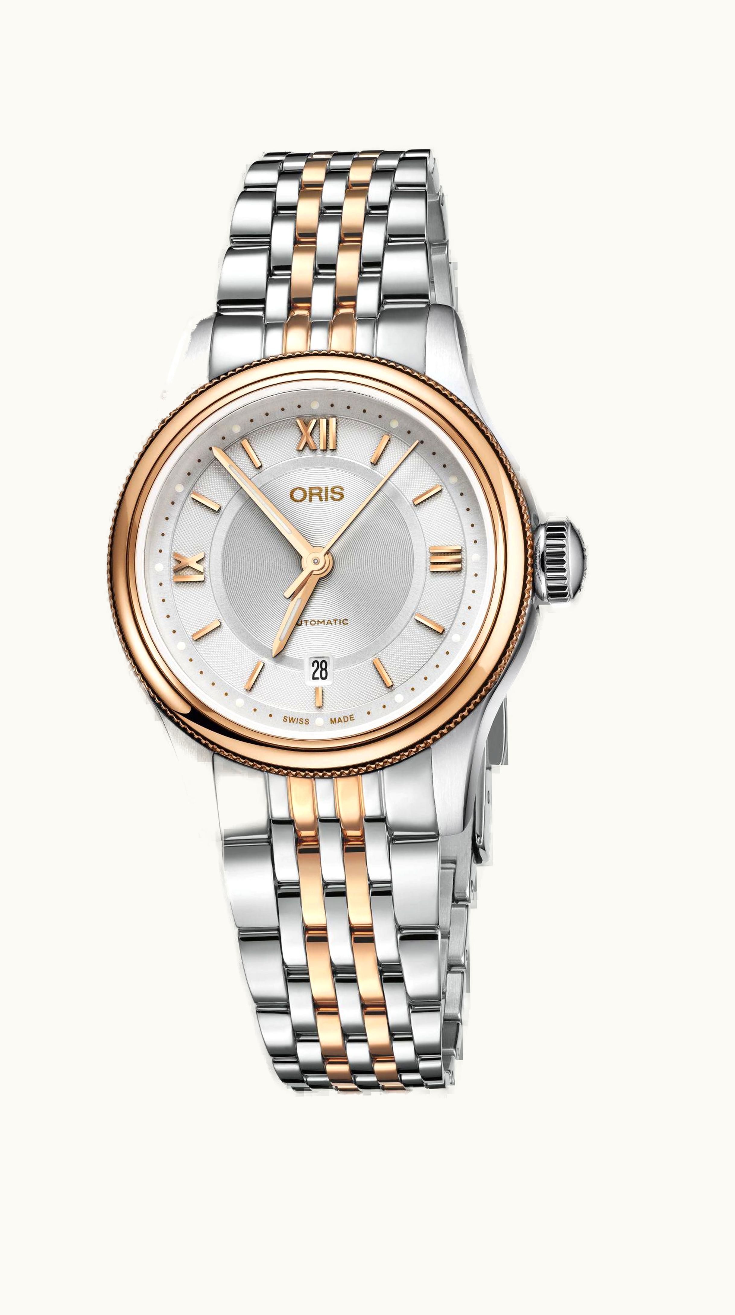 Oris Classic Date Lady 28.5 Stainless Steel - Rose Gold / Silver